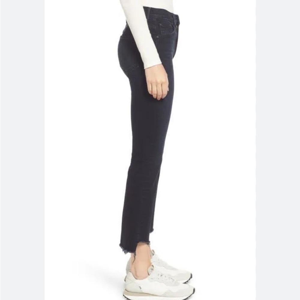 Mother Insider Crop Step Fray Hem Night In Paris Jeans Women 26 Black High Rise - Picture 2 of 16